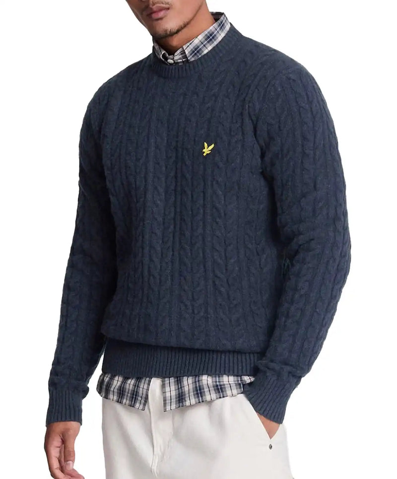 Lyle & Scott Mens Cable Crew Neck Jumper Dark Navy Northern Ireland