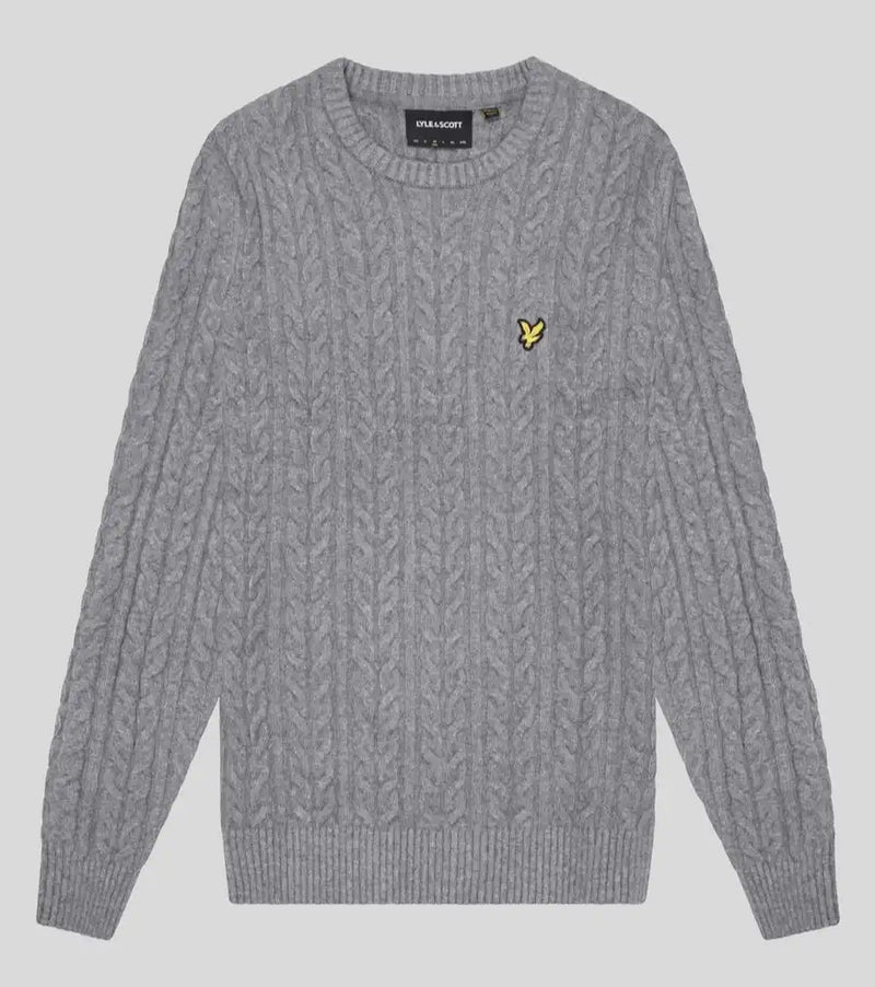 Lyle & Scott Mens Cable Crew Neck Jumper Mid Grey Northern Ireland