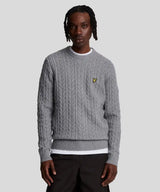 Lyle & Scott Mens Cable Crew Neck Jumper Mid Grey Northern Ireland