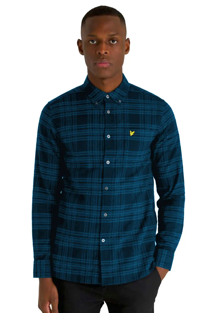 Lyle & Scott Mens Check Flannel Shirt LW1904V Apres Navy Ballynahinch