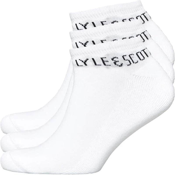 Lyle & Scott Mens Chester 3 Pack Sports Ankle Socks White Northern