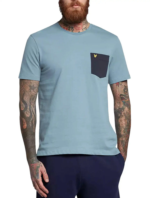 Lyle & Scott Mens Contrast Pocket T-Shirt Slate Blue/Dark Navy