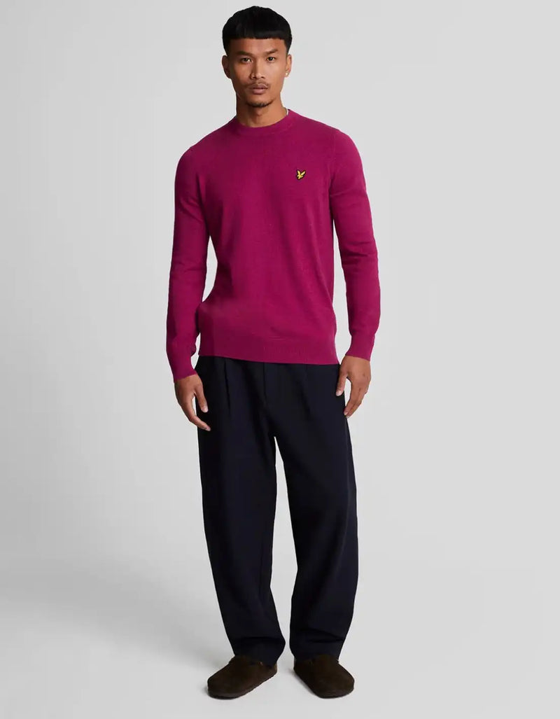 Lyle & Scott Mens Cotton Merino Crew Neck Jumper Rich Burgundy