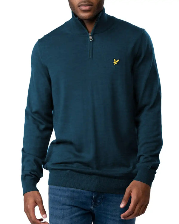 Lyle & Scott Mens Cotton Merino Quarter Zip Apres Navy Northern