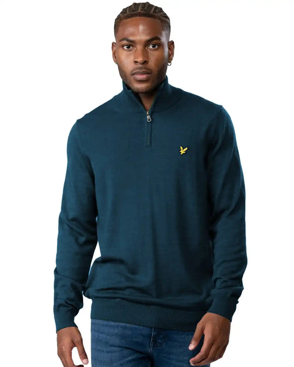 Lyle & Scott Mens Cotton Merino Quarter Zip Apres Navy Northern