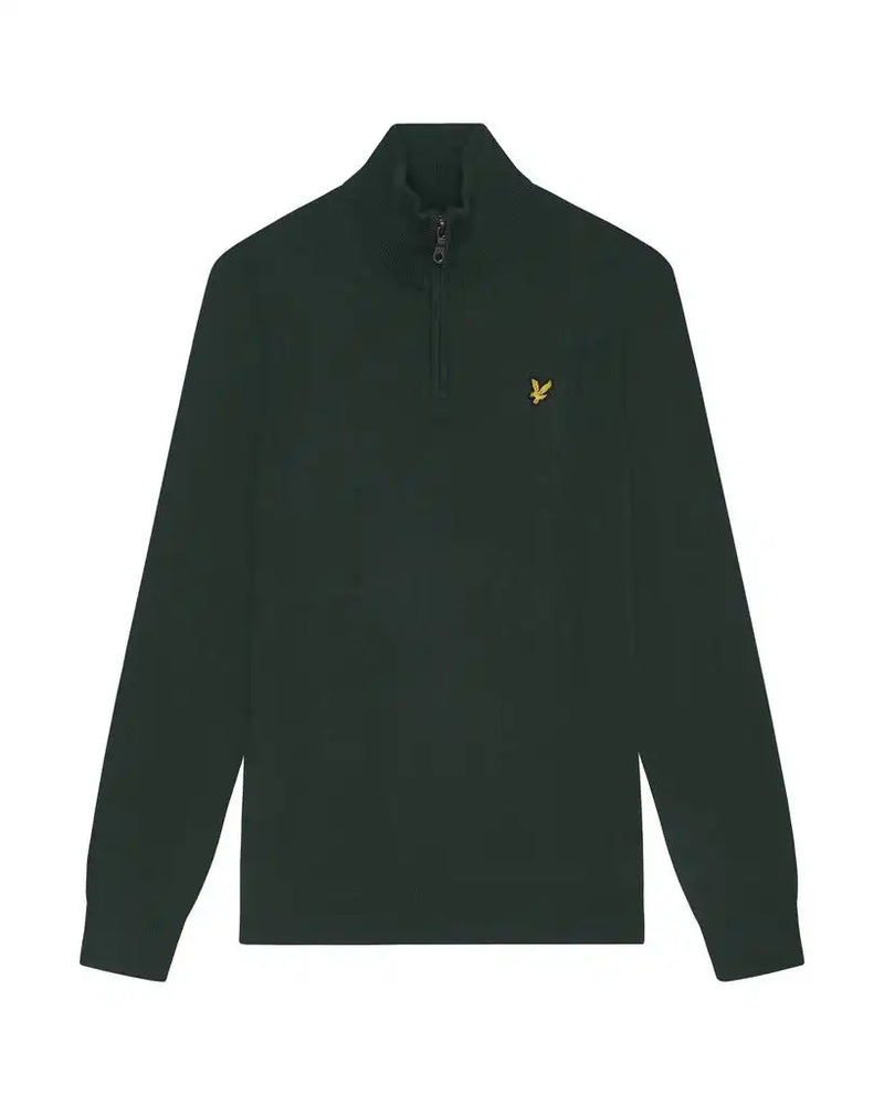 Lyle & Scott Mens Cotton Merino Quarter Zip Argyle Teal Northern