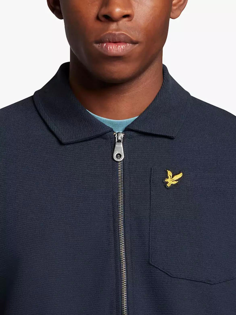 Lyle & Scott Men’s Crest Textured Quarter Zip Sweatshirt Dark Navy