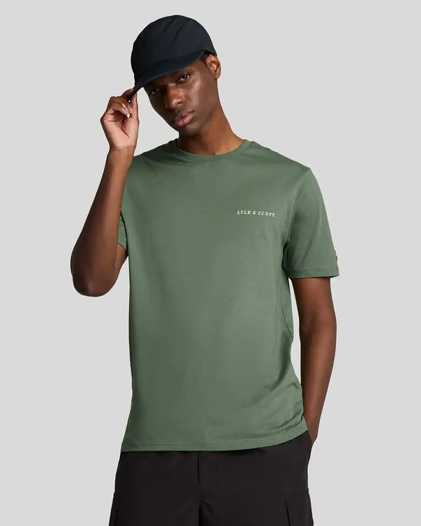 Lyle & Scott Mens Embroidered T-Shirt Duck Green/Cove Northern