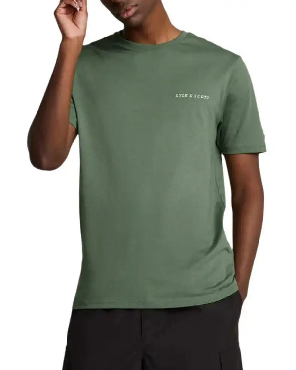 Lyle & Scott Mens Embroidered T-Shirt Duck Green/Cove Northern