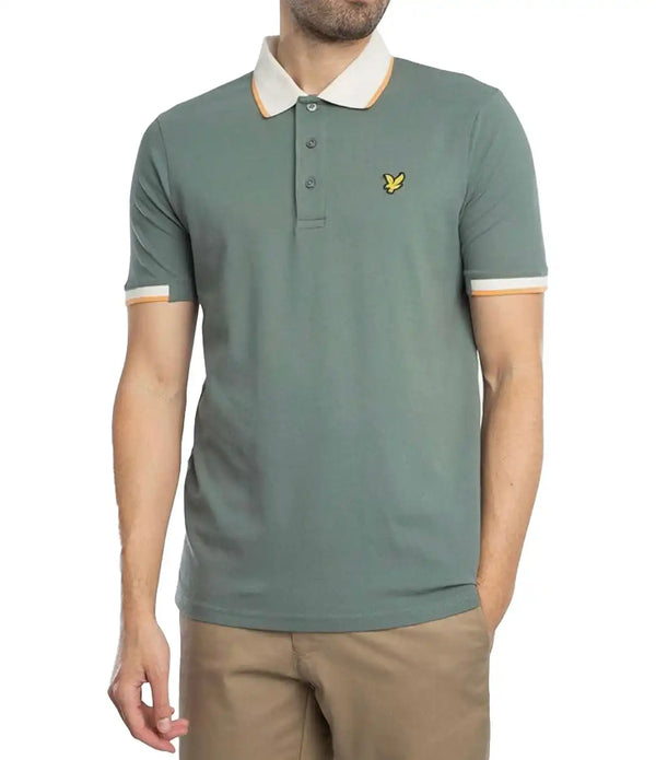 Lyle & Scott Mens Half Tipped Polo Shirt Green Mercurial Northern