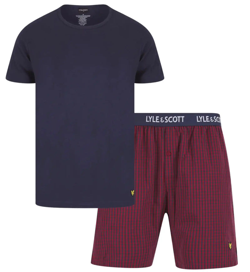 Lyle & Scott Mens Kyle Pyjamas Set Ruby Wine Gingham Northern Ireland