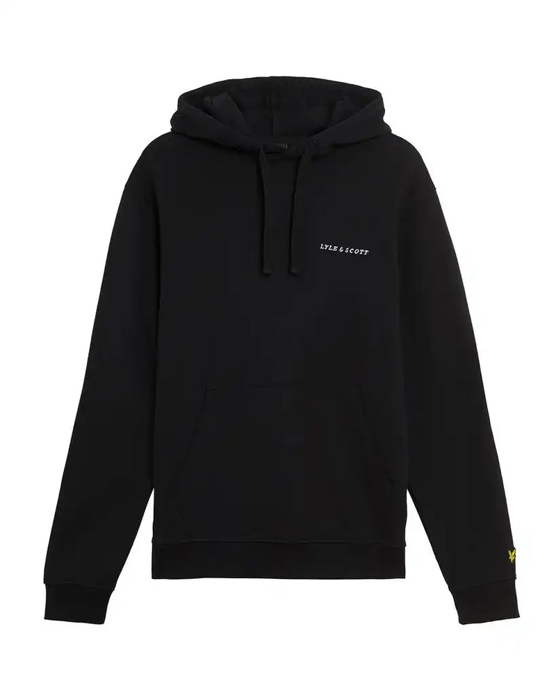 Lyle & Scott Mens Loopback Embroidered Hoodie Jet Black/White