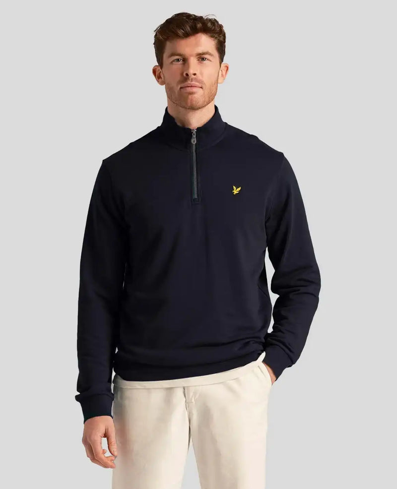 Lyle & Scott Mens Loopback Quarter Zip Sweatshirt Navy Northern