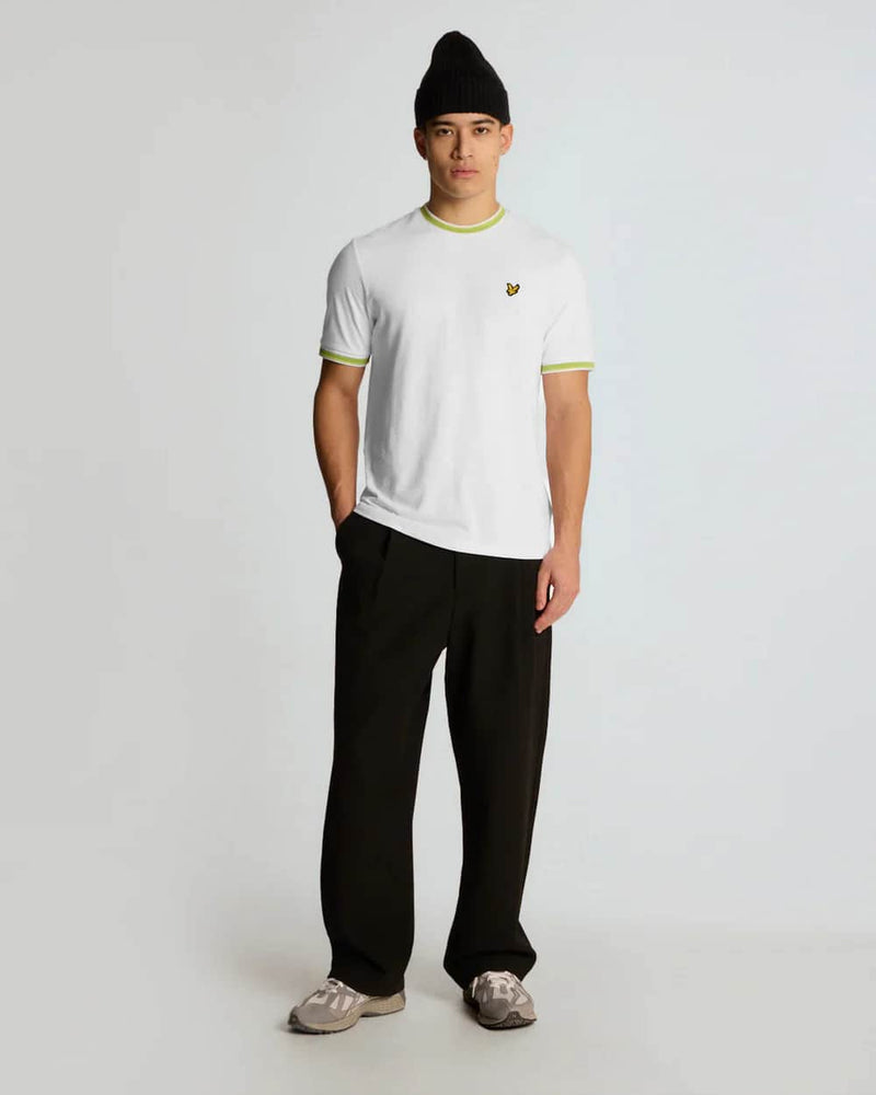 Lyle & Scott Mens Multi Tipped T-Shirt White/ Vibrant Kiwi/ Key Lime