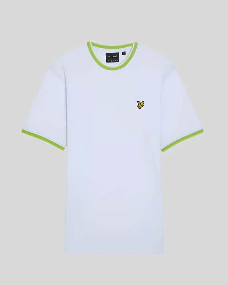 Lyle & Scott Mens Multi Tipped T-Shirt White/ Vibrant Kiwi/ Key Lime