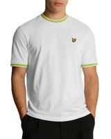 Lyle & Scott Mens Multi Tipped T-Shirt White/ Vibrant Kiwi/ Key Lime
