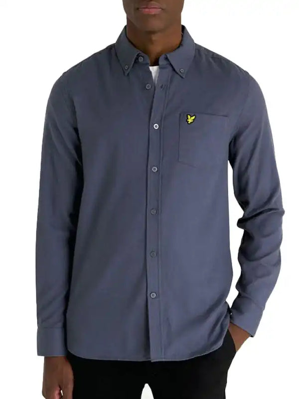 Lyle & Scott Mens Plain Flannel Shirt Gunmetal Grey Northern Ireland