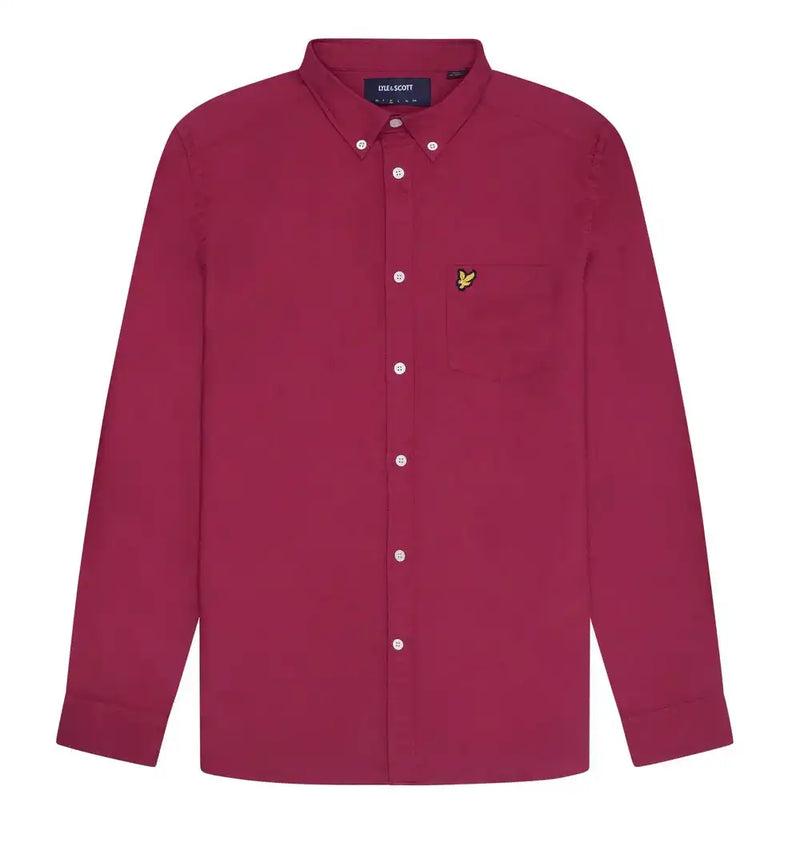 Lyle & Scott Mens Plain Oxford Shirt Rich Burgundy Northern Ireland