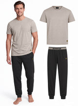 Lyle & Scott Mens Pyjamas Cash Heather Sand - Black Northern Ireland
