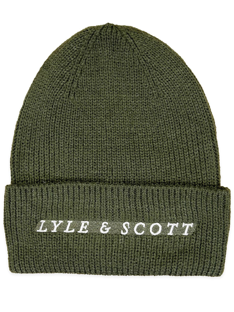 Lyle & Scott Mens Ribbed Beanie Olive Ballynahinch Northern Ireland