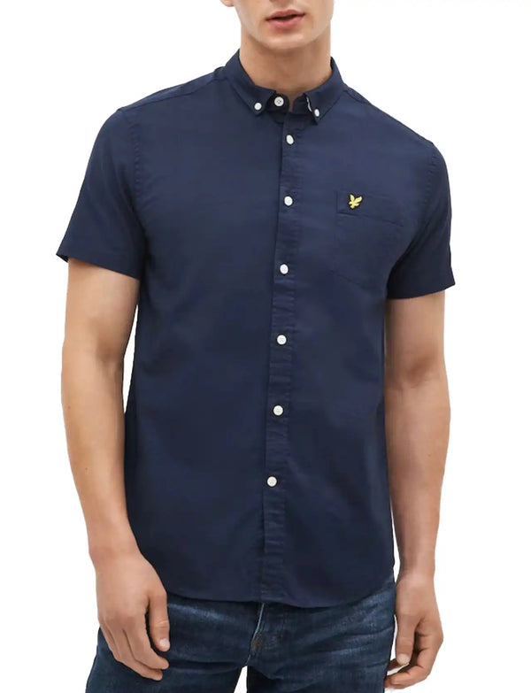 Lyle & Scott Mens Short Sleeve Oxford Shirt Navy Northern Ireland