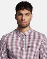 Lyle & Scott Men’s Slim Fit Gingham Shirt Burgundy/White Ballynahinch