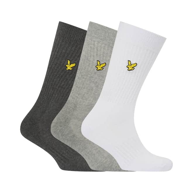 Lyle & Scott Mens Socks 3 Pack Hamilton White/Grey/Dark Grey Northern