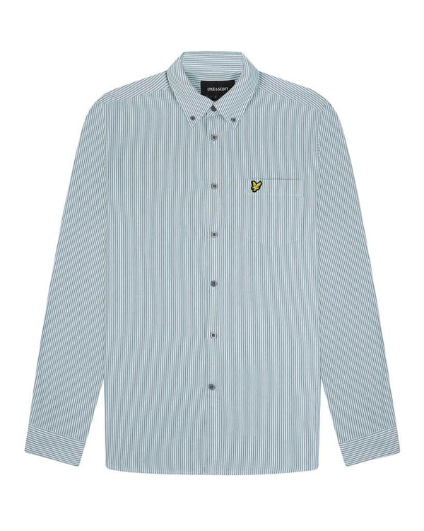 Lyle & Scott Mens Stripe Oxford Shirt Court Green/White Northern