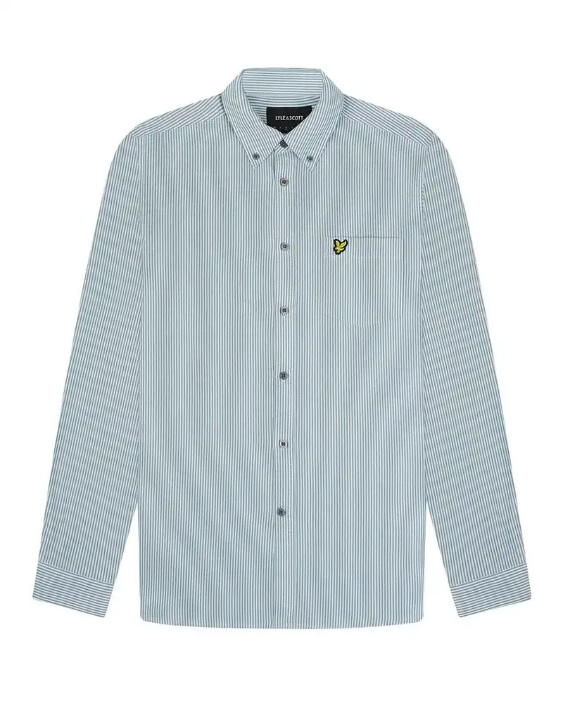 Lyle & Scott Mens Stripe Oxford Shirt Court Green/White Northern