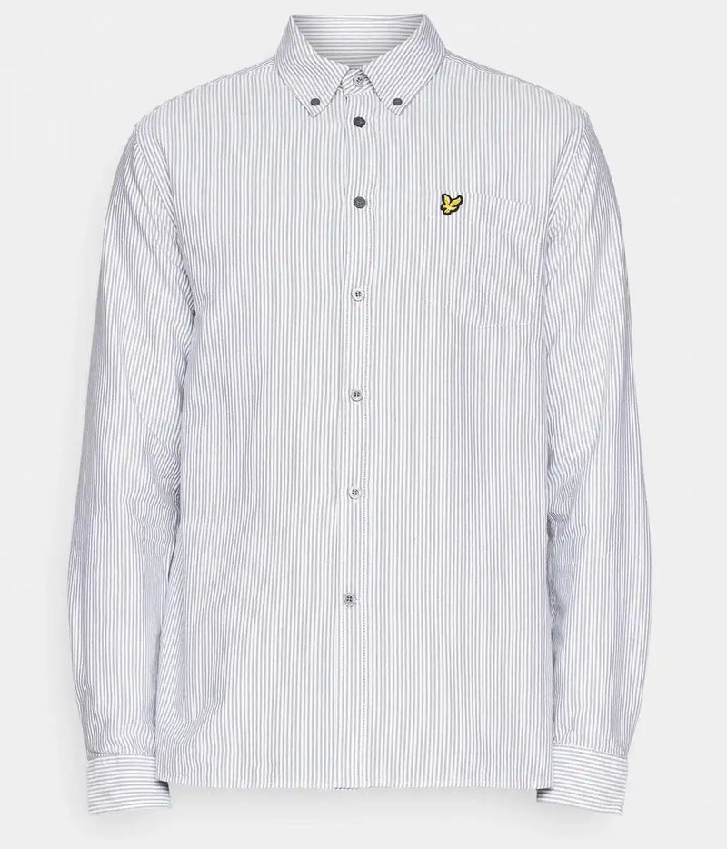 Lyle & Scott Mens Stripe Oxford Shirt Gunmetal/White Northern Ireland