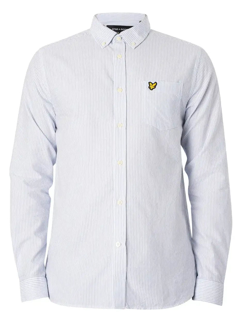 Lyle & Scott Mens Stripe Oxford Shirt Light Blue/White Northern