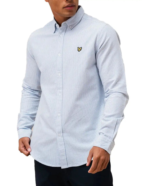 Lyle & Scott Mens Stripe Oxford Shirt Light Blue/White Northern