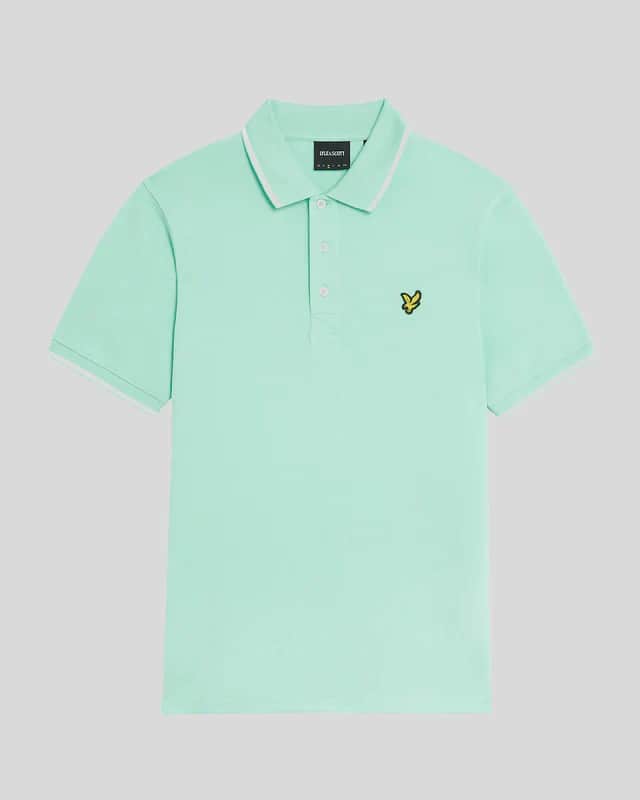 Lyle & Scott Mens Tipped Polo Shirt Aquamarine/White Northern Ireland