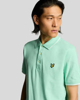 Lyle & Scott Mens Tipped Polo Shirt Aquamarine/White Northern Ireland