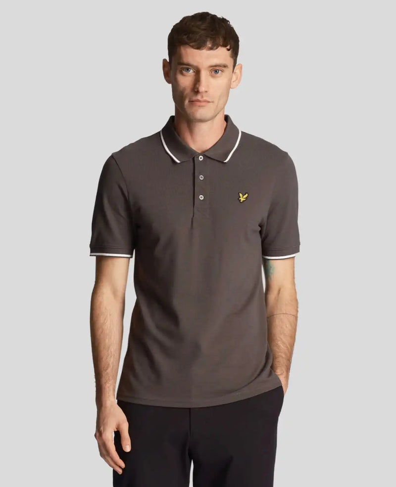 Lyle & Scott Men’s Tipped Polo Shirt Gunmetal/White Northern