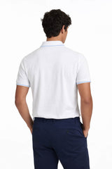 Lyle & Scott Mens Tipped Polo Shirt White/Light Blue Northern Ireland