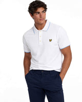 Lyle & Scott Mens Tipped Polo Shirt White/Light Blue Northern Ireland