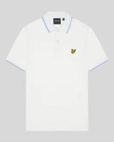 Lyle & Scott Mens Tipped Polo Shirt White/Light Blue Northern Ireland
