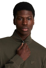 Lyle & Scott Mens Tonal Eagle Quarter Zip Sweatshirt Form Green