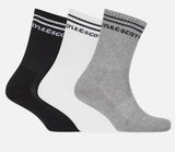 Lyle & Scott Mens Walter 3 Pack Sports Socks White/Grey/Black 7-11UK
