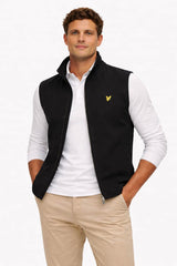 Lyle & Scott Mesh Back Softshell Funnel Neck Gilet Jet Black Northern
