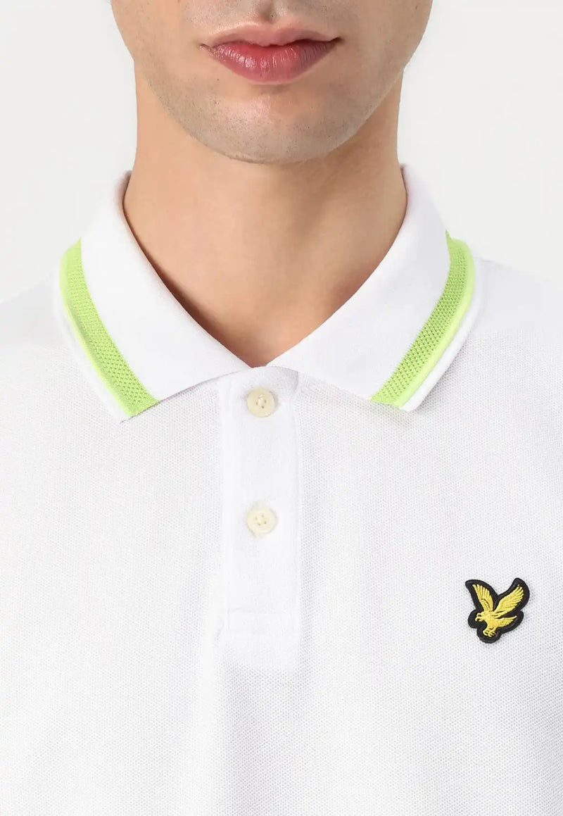 Lyle & Scott Multi Tipped Polo Shirt White/Vibrant Kiwi/Key Lime