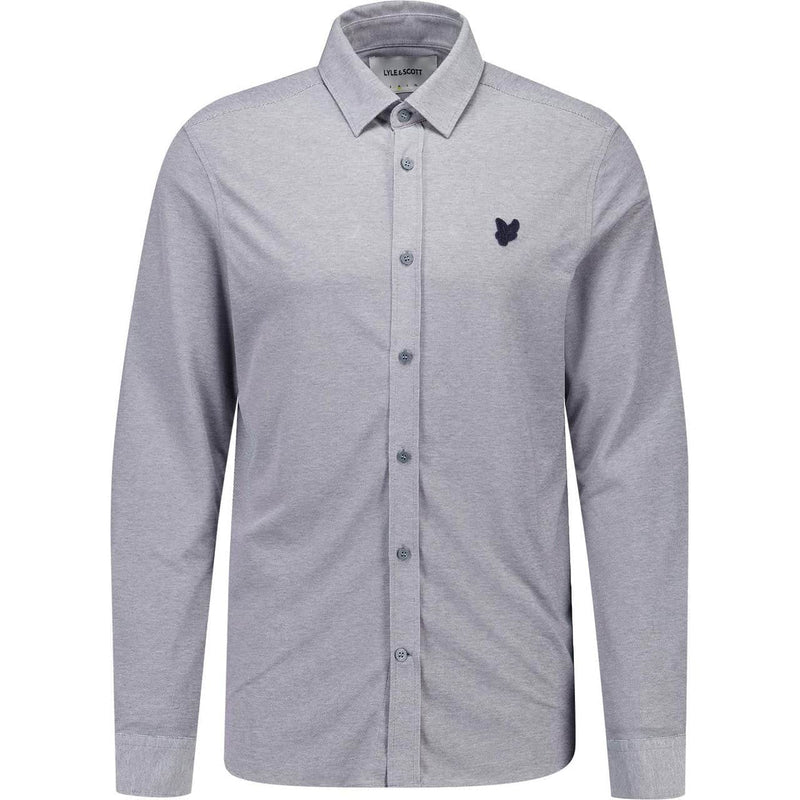 Lyle & Scott Pique Interlock Shirt Chambray Blue Northern Ireland