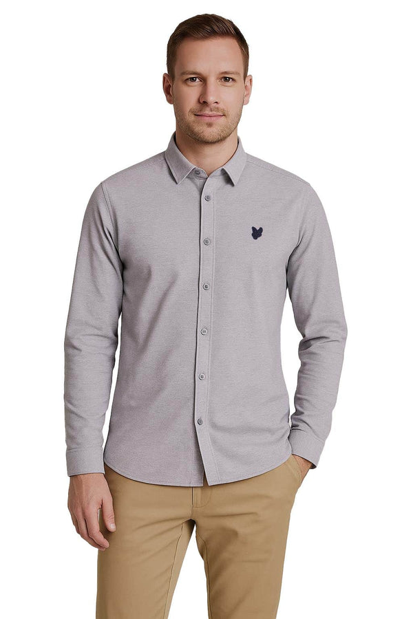 Lyle & Scott Pique Interlock Shirt Chambray Blue Northern Ireland
