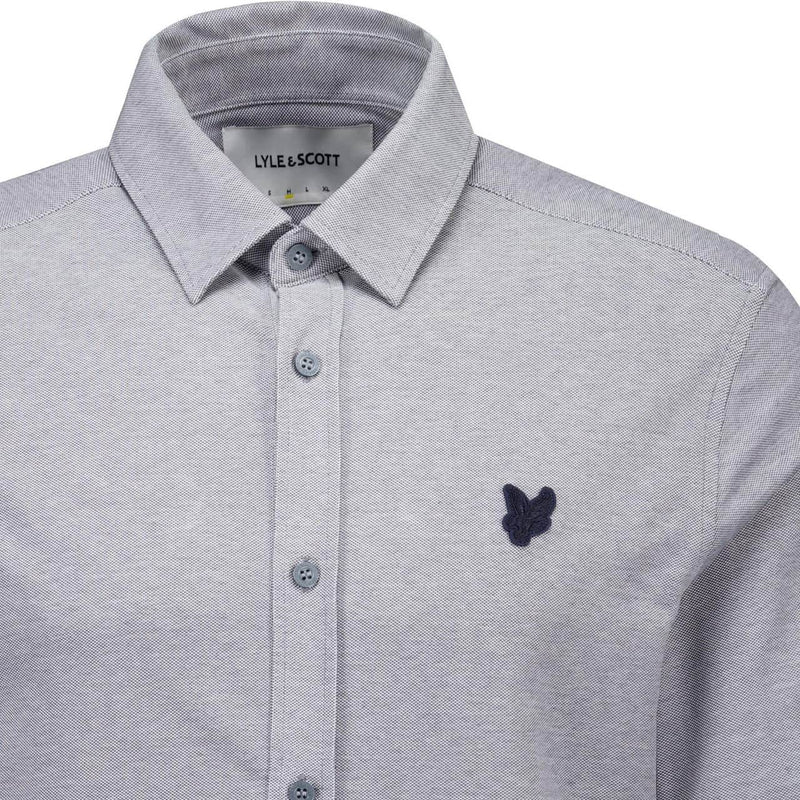 Lyle & Scott Pique Interlock Shirt Chambray Blue Northern Ireland