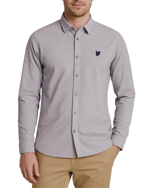 Lyle & Scott Pique Interlock Shirt Chambray Blue Northern Ireland