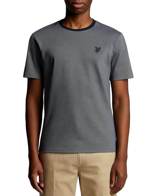 Lyle & Scott Pique Interlock T Shirt Chambray Blue Northern Ireland