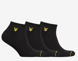 Lyle & Scott - Ross 3 Pack Trainer Socks - White, Black, Multi 7-11 UK