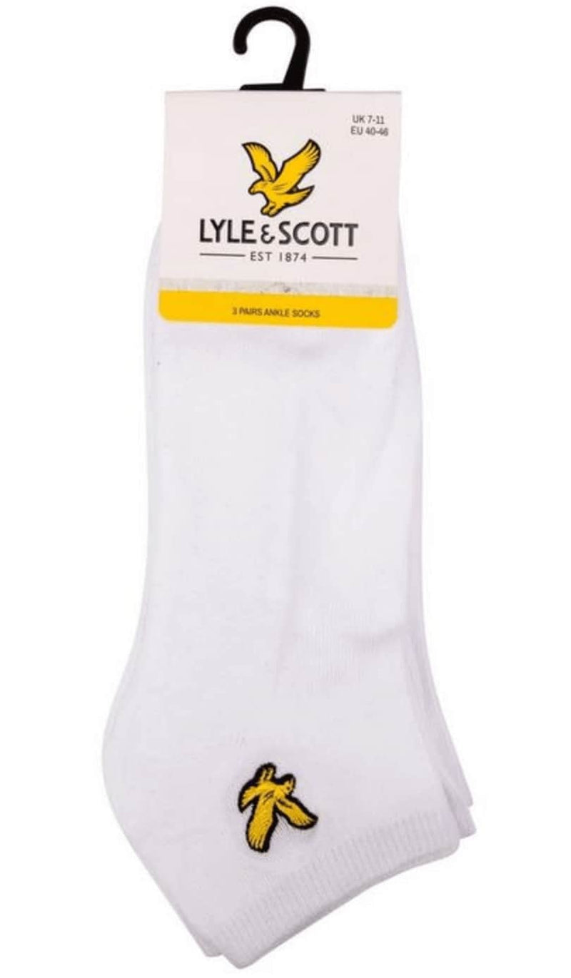 Lyle & Scott - Ross 3 Pack Trainer Socks - White, Black, Multi 7-11 UK