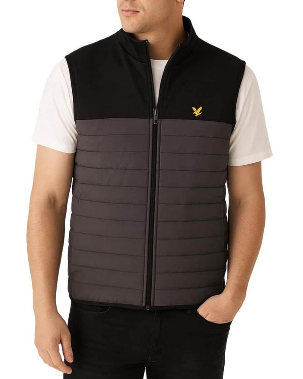 Lyle & Scott Sports Fleece Hybrid Gilet Jet Black/Granite Northern